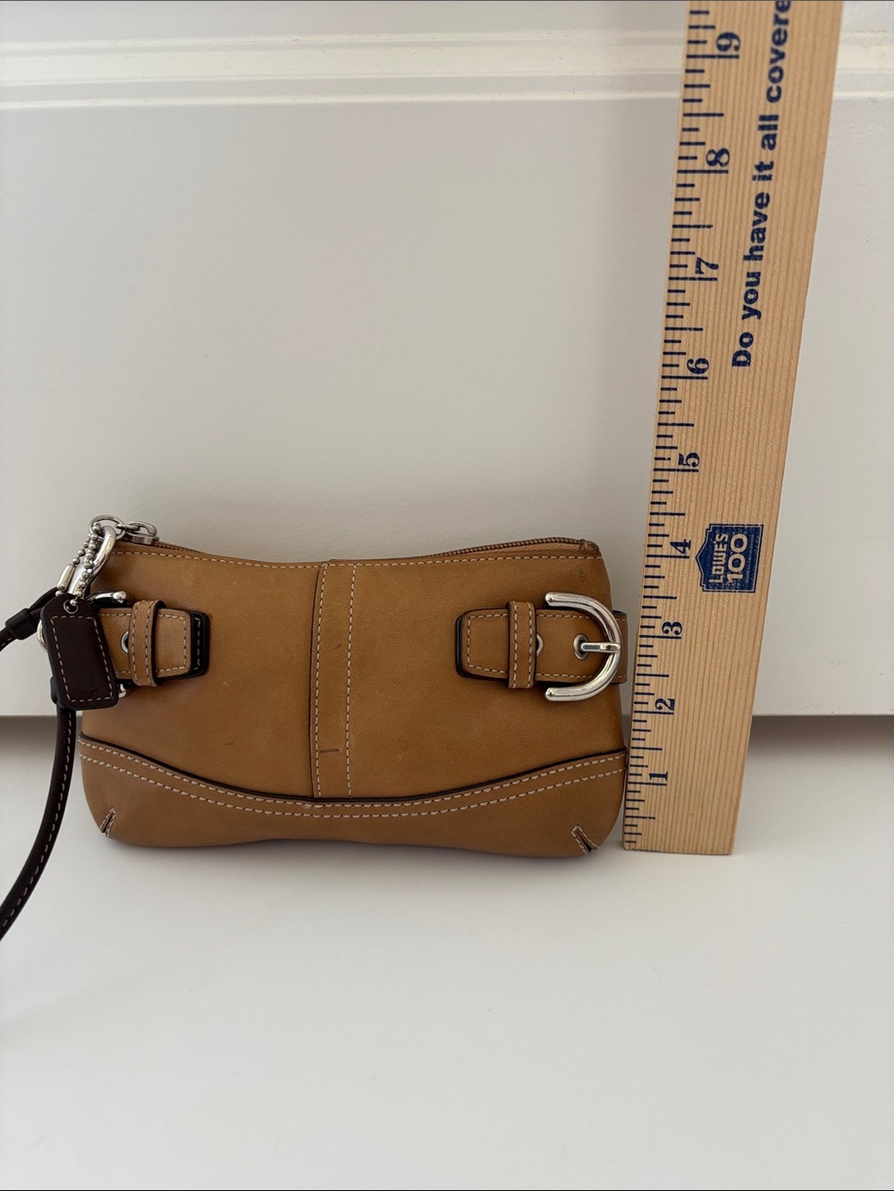 Rare Vintage Coach Hampton Leather Buckle Wristlet Mini Hobo Concert Saddle Tan - Picture 10 of 11